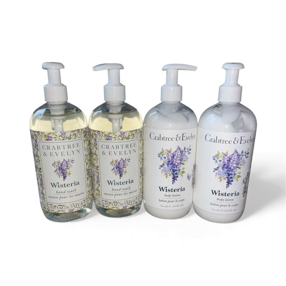 (2) Crabtree & Evelyn Wisteria Hand Wash and Lotion Duos
